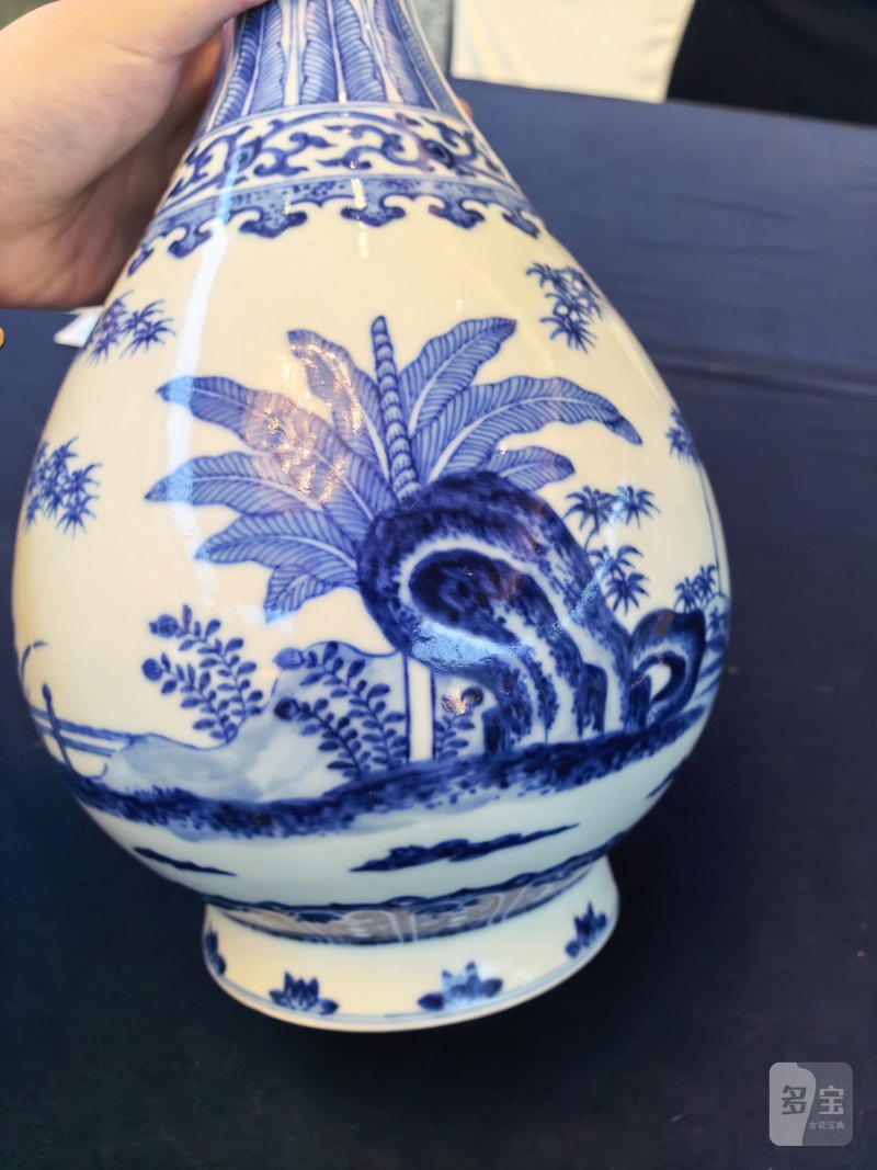清咸丰 青花竹石芭蕉图玉壶春瓶 - 图6